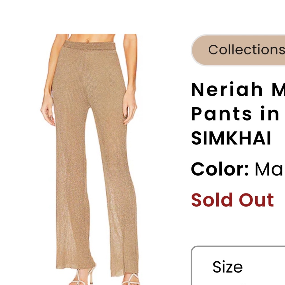 Neriah Metallic Rib Straight Pants in Marigold SIMKHAI Color: Marigold